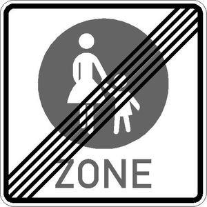 Bild vergr&ouml;&szlig;ern: Verkehrszeichen f&uuml;r das Ende einer Fu&szlig;g&auml;ngerzone.