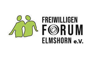 Bild vergr&ouml;&szlig;ern: Logo mit Schriftzug "Freiwiliigen Forum Elmshorn e. V."
mit zwei gezeichneten Personen in Gr&uuml;n.