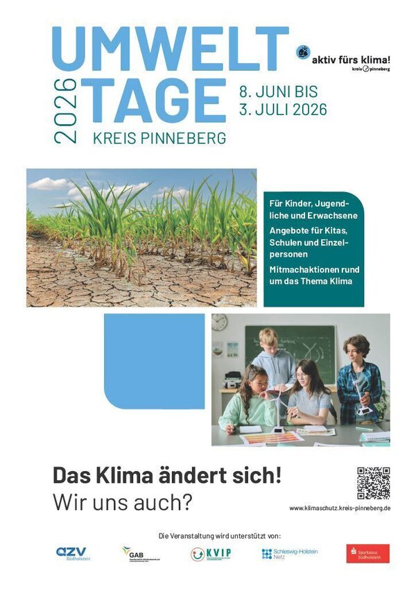 Plakat zu den Umwelt-Tagen vom 8. Juni bis 3. Juli 2026 unter dem Motto "Das Klima &auml;ndert sich! Wir uns auch?"
