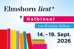 Bild vergr&ouml;&szlig;ern: Logo der Veranstaltungsreihe Elmshorn liest f&uuml;r das Jahr 2026 mit dem Terminhinweis 14. bis 19. September 2026