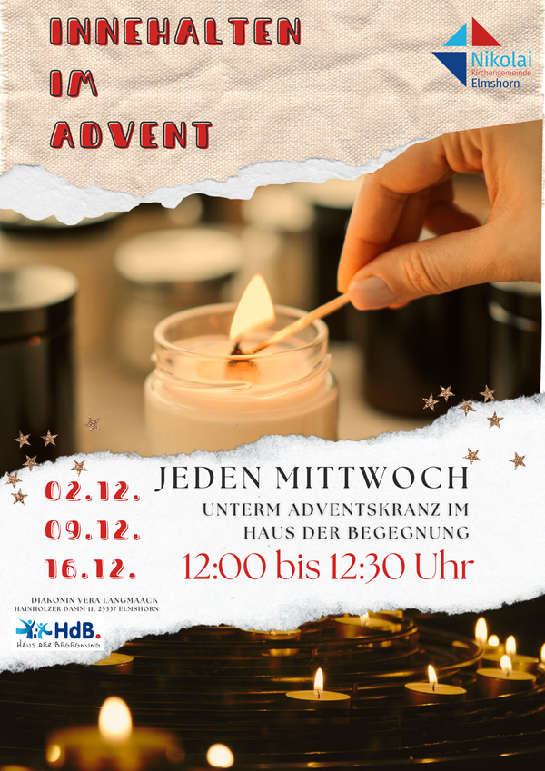 Bild vergr&ouml;&szlig;ern: Plakat mit Angaben zur Veranstaltung und einer Kerze, die gerade ange&uuml;ndet wird.