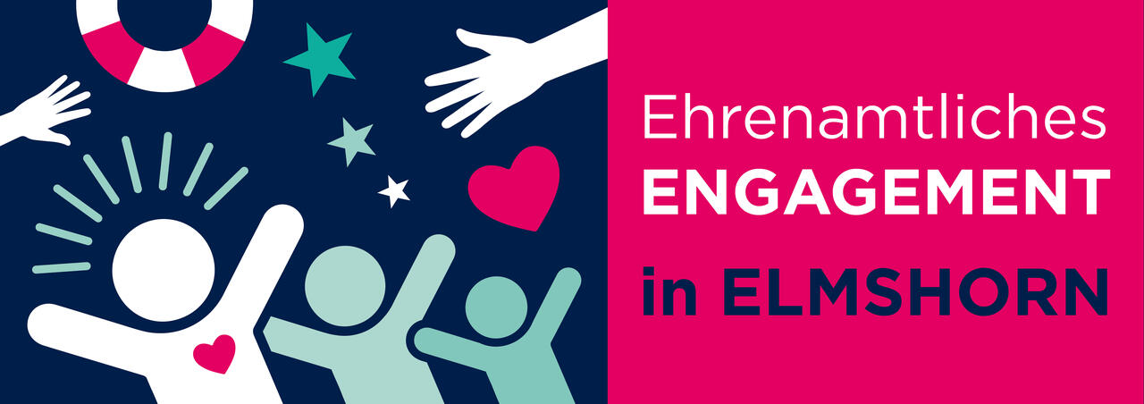 Logo Ehrenamtliche Engagement in Elmshorn: Stilisierte Menschen mit helfenden Händen und einem Rettungsring