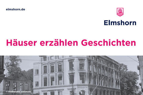 Foto eines alten Geb&auml;udes mit der &Uuml;berschrift "H&auml;user erz&auml;hlen Geschichten"