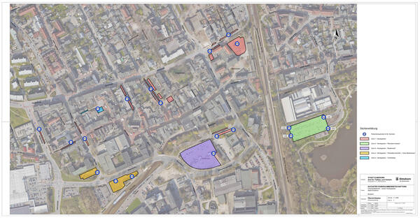 Auf einem Stadtplan sind die Parkplätze farbig markiert, für die die Nutzerinnen und Nutzer zahlen müssen.