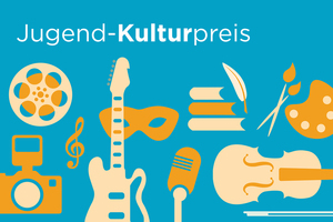 Abbildung mit verschiedenen Musikinstrumenten unter dem Schriftzug Jugend-Kulturpreis.