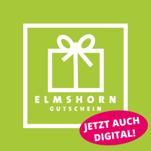 Die Grafik zeigt das Logo Elmshorn Gutschein Jetzt auch digitial.